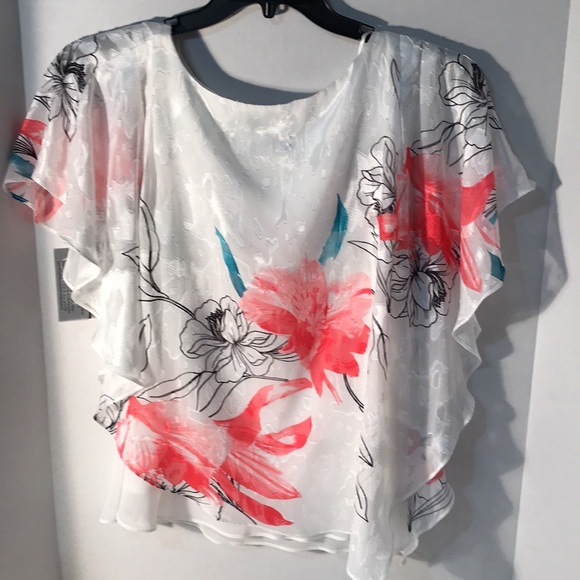 Alex Evenings White Floral Blouse - Picture 3 of 9